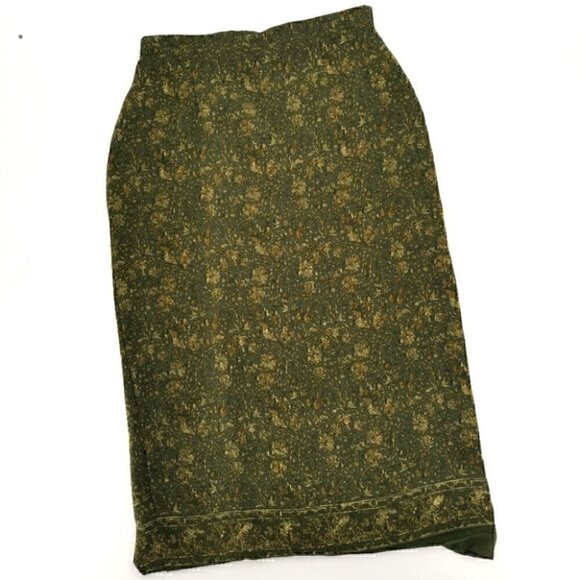 Penman's Women's Vtg Olive Green Floral Skirt - Picture 8 of 9